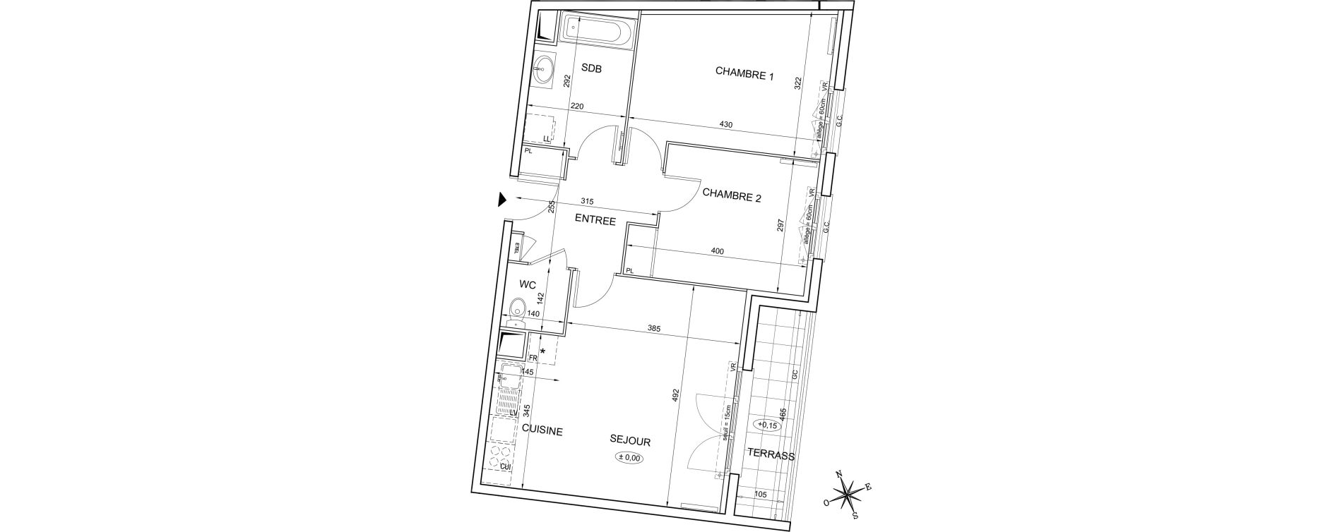 Appartement T3 de 62,56 m2 &agrave; Montlh&eacute;ry Centre