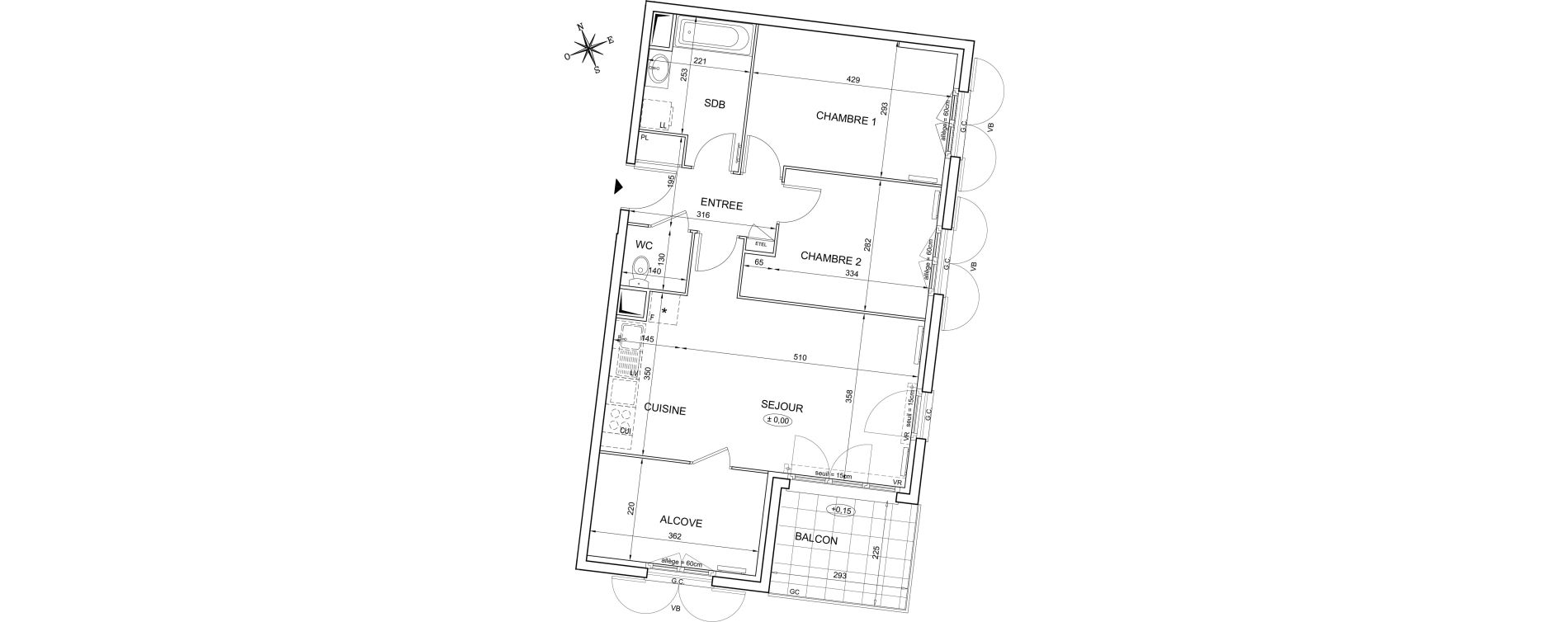 Appartement T3 de 67,40 m2 &agrave; Montlh&eacute;ry Centre