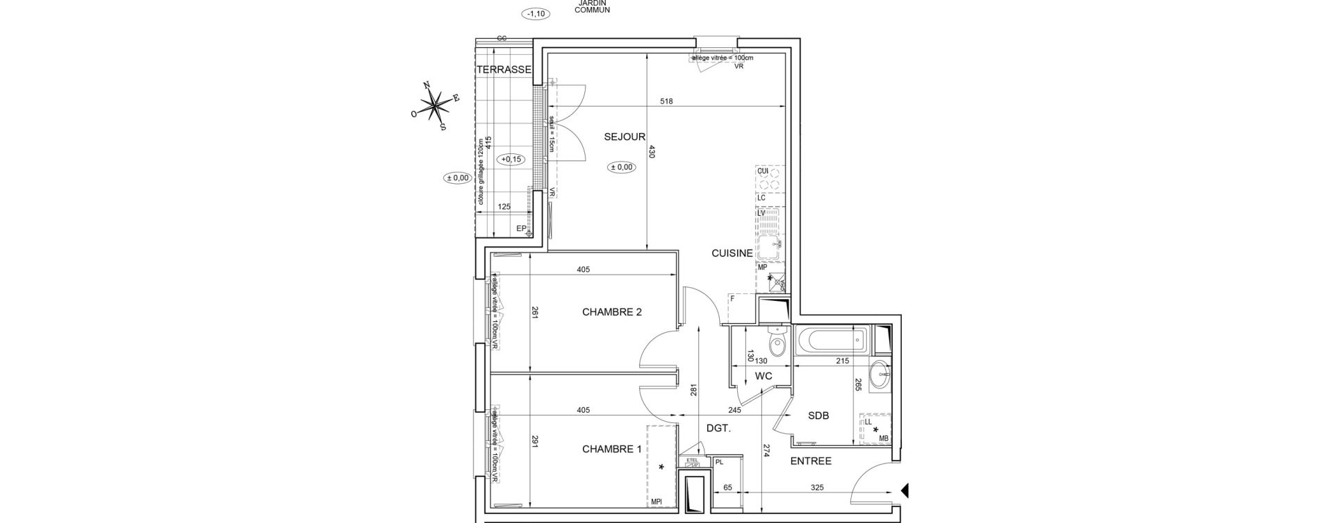 Appartement T3 de 65,27 m2 &agrave; Montlh&eacute;ry Centre