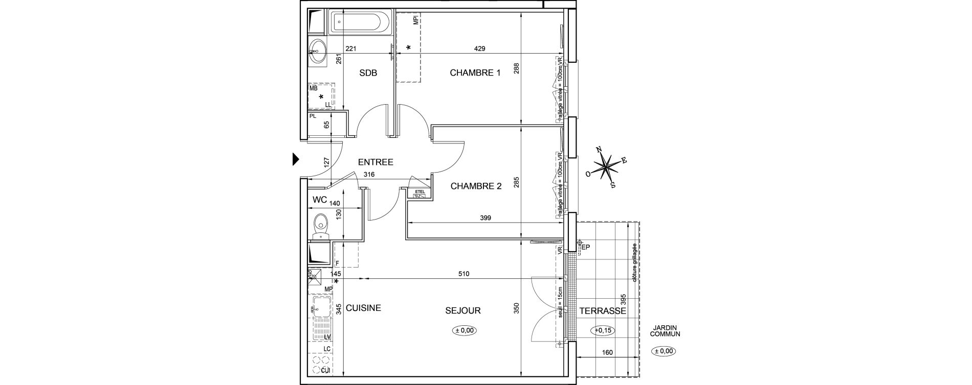Appartement T3 de 59,16 m2 &agrave; Montlh&eacute;ry Centre