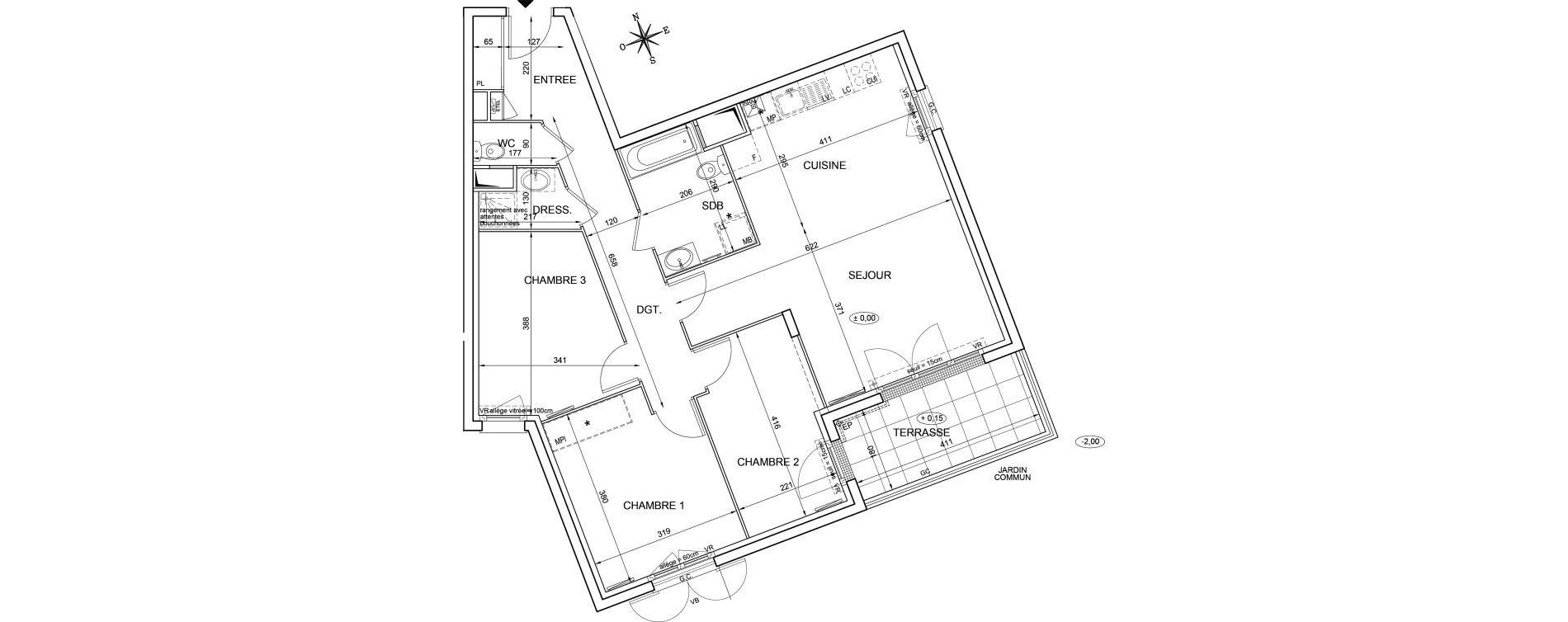 Appartement T4 de 83,08 m2 &agrave; Montlh&eacute;ry Centre