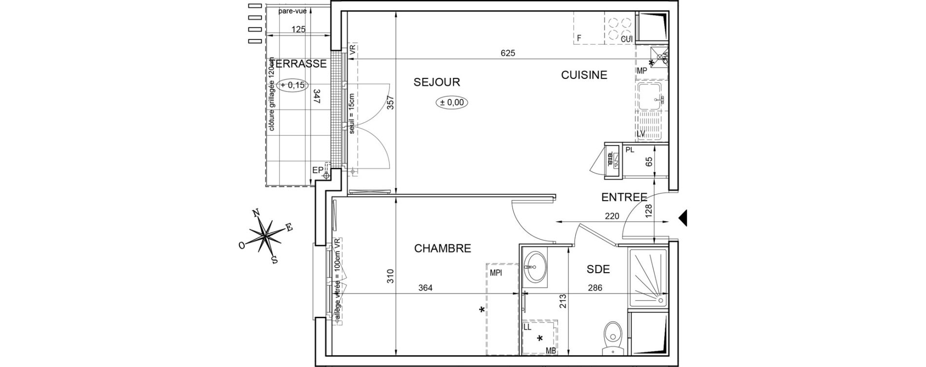 Appartement T2 de 40,99 m2 &agrave; Montlh&eacute;ry Centre