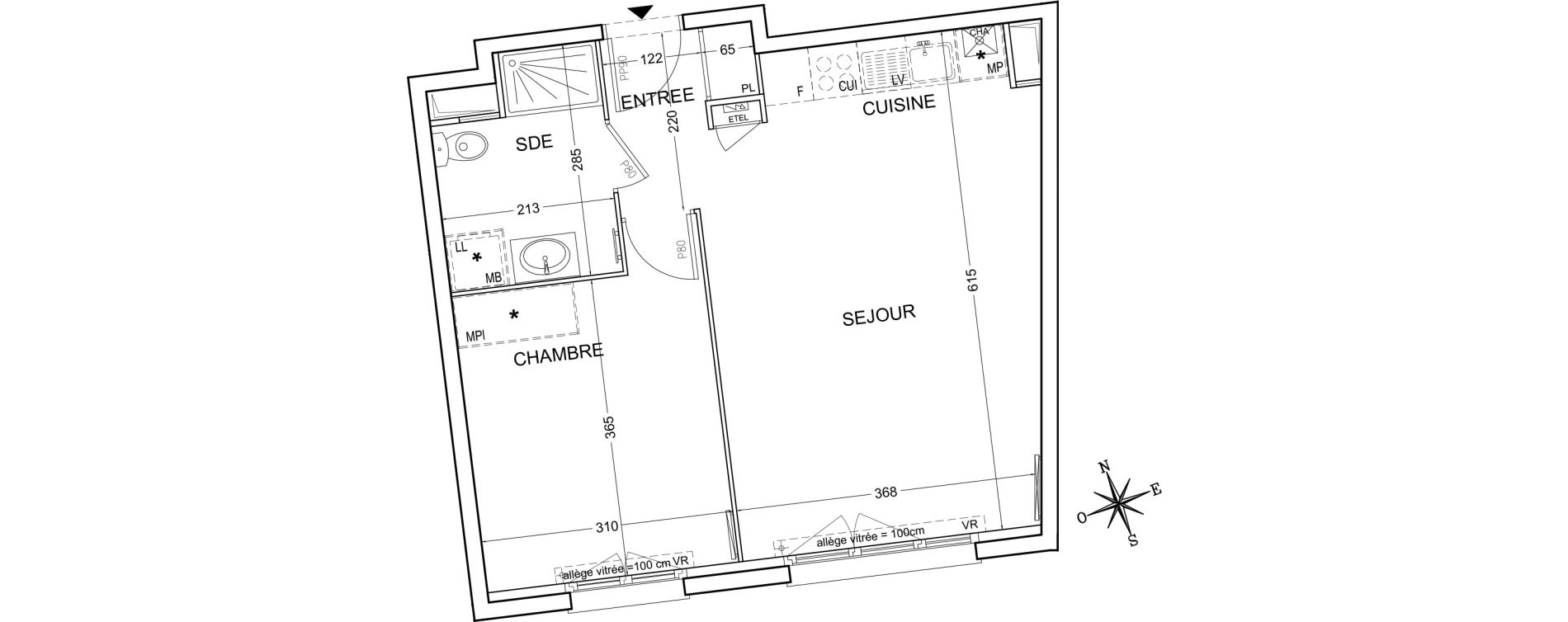 Appartement T2 de 44,08 m2 &agrave; Montlh&eacute;ry Centre