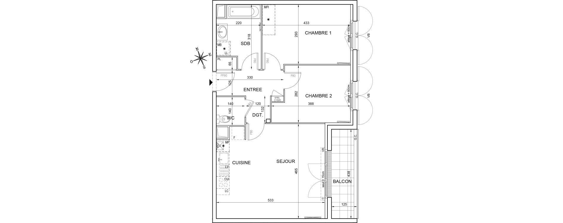 Appartement T3 de 61,03 m2 à Montlhéry Centre