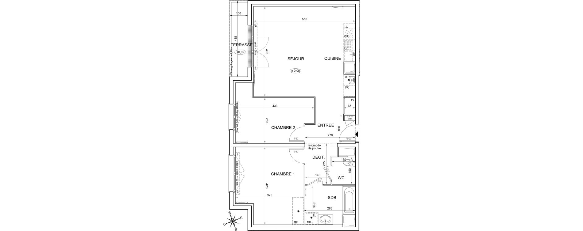 Appartement T3 de 69,88 m2 &agrave; Montlh&eacute;ry Centre