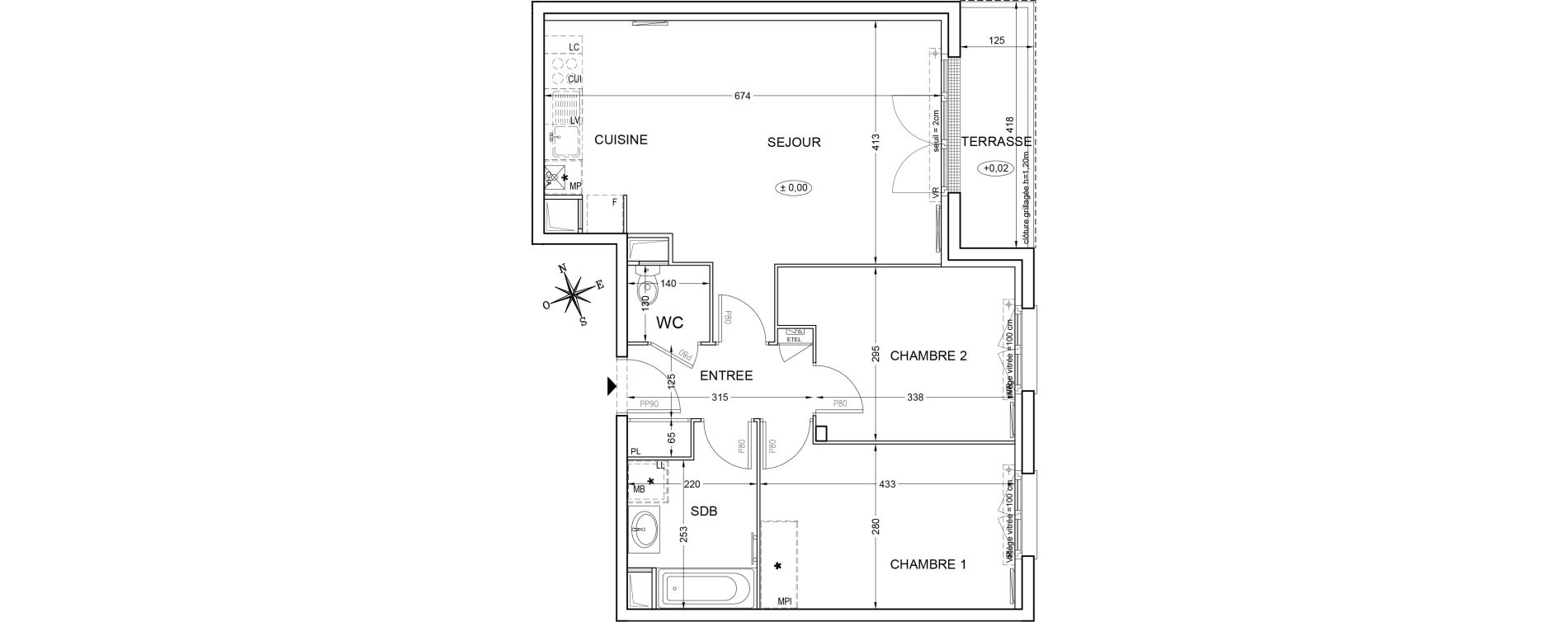Appartement T3 de 63,42 m2 &agrave; Montlh&eacute;ry Centre