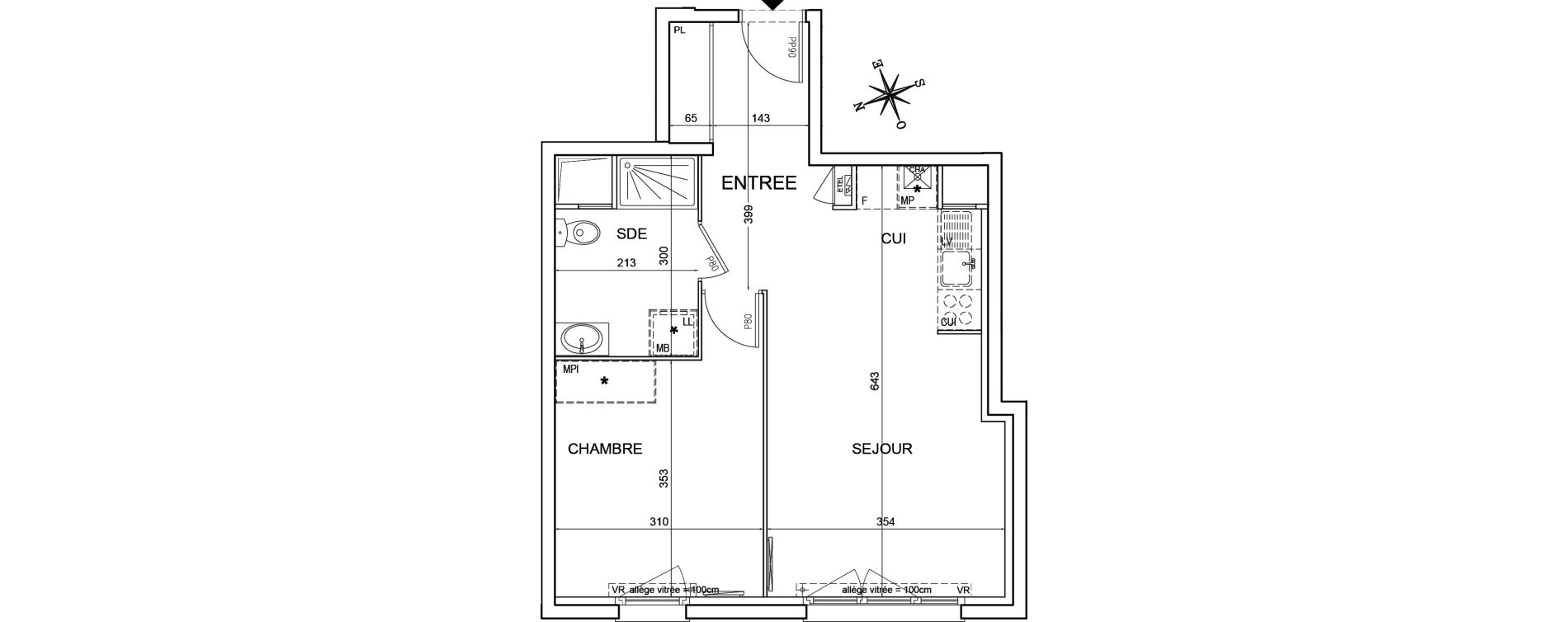 Appartement T2 de 44,56 m2 &agrave; Montlh&eacute;ry Centre