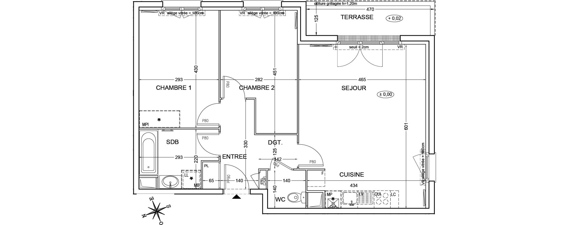 Appartement T3 de 65,12 m2 &agrave; Montlh&eacute;ry Centre