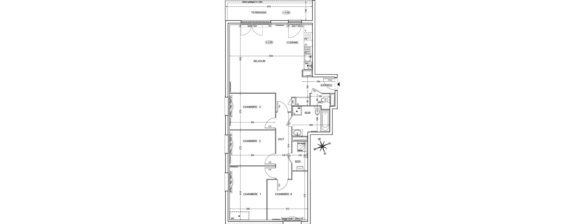Appartement T5 de 96,73 m2 &agrave; Montlh&eacute;ry Centre