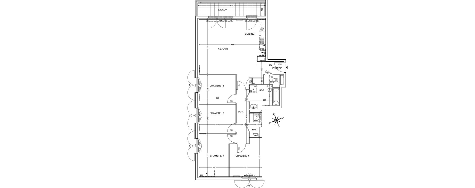 Appartement T5 de 96,73 m2 &agrave; Montlh&eacute;ry Centre
