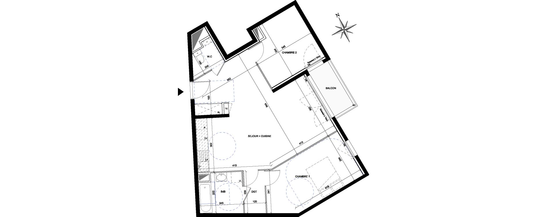 Appartement T3 de 71,37 m2 &agrave; Morangis Centre