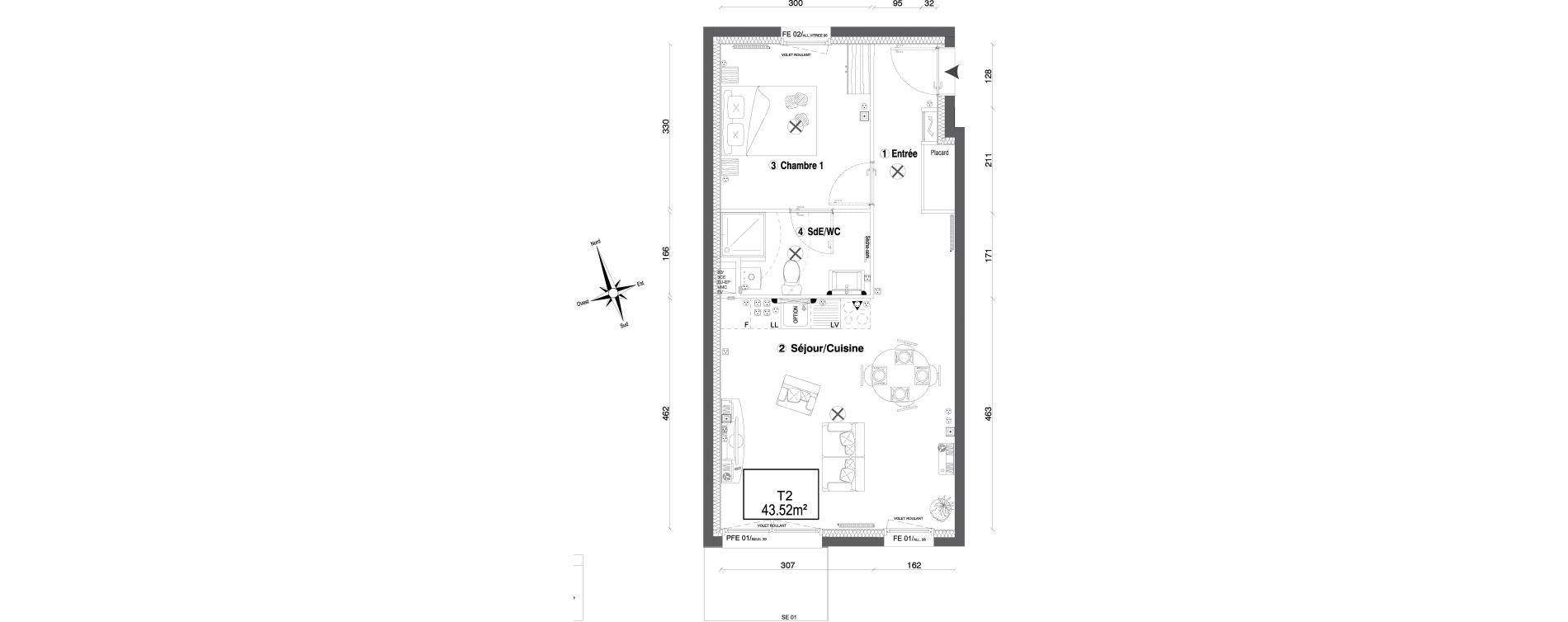 Appartement T2 de 43,52 m2 &agrave; Morangis Croix boisseli&egrave;re - bl&eacute;s d'or