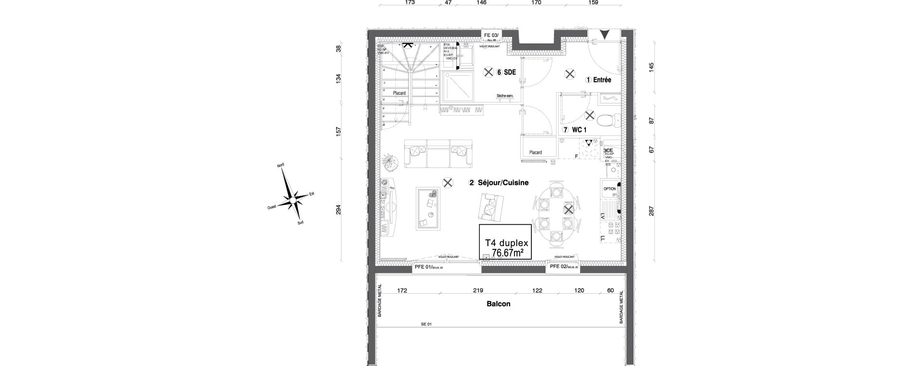 Duplex T4 de 76,67 m2 &agrave; Morangis Croix boisseli&egrave;re - bl&eacute;s d'or