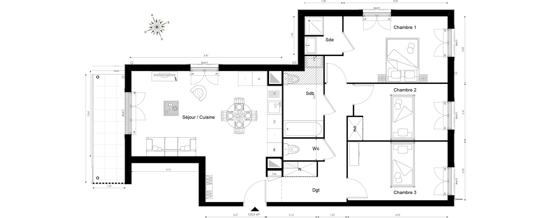 Appartement T4 de 80,26 m2 &agrave; Morangis Centre