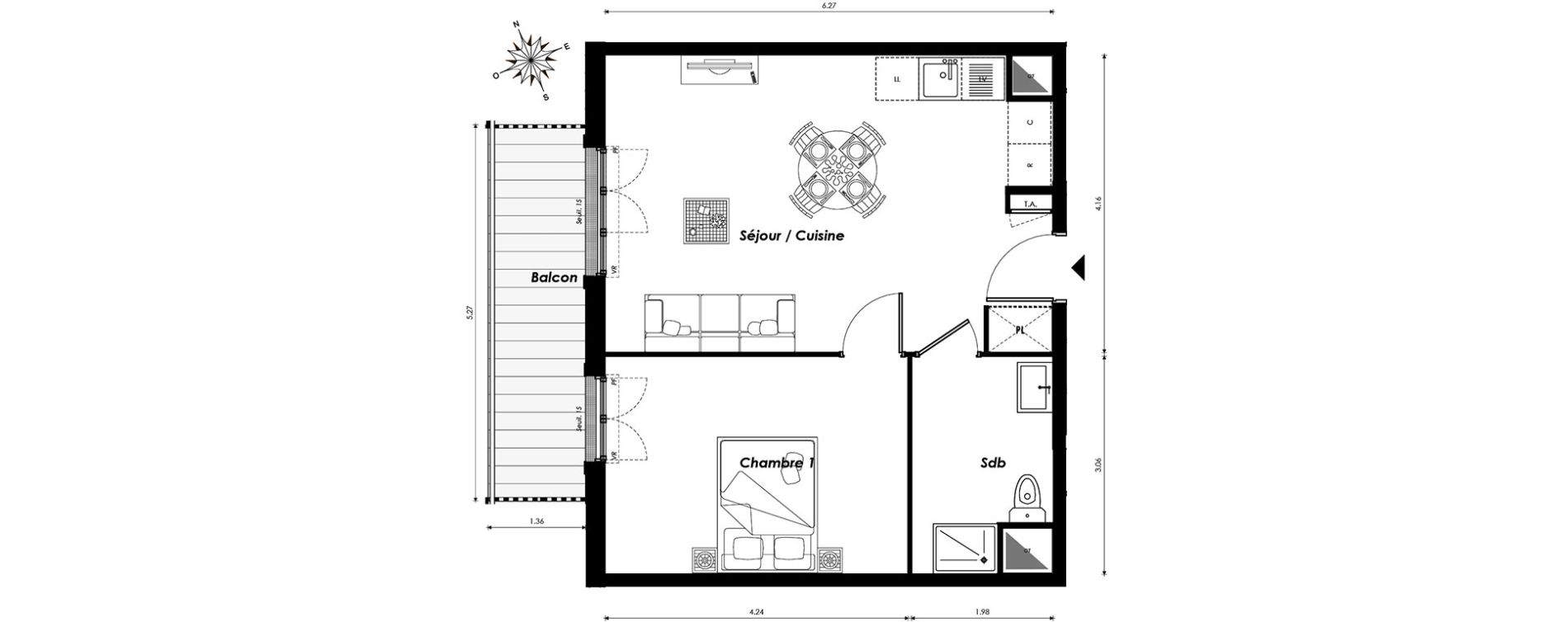 Appartement T2 de 43,80 m2 &agrave; Morangis Centre