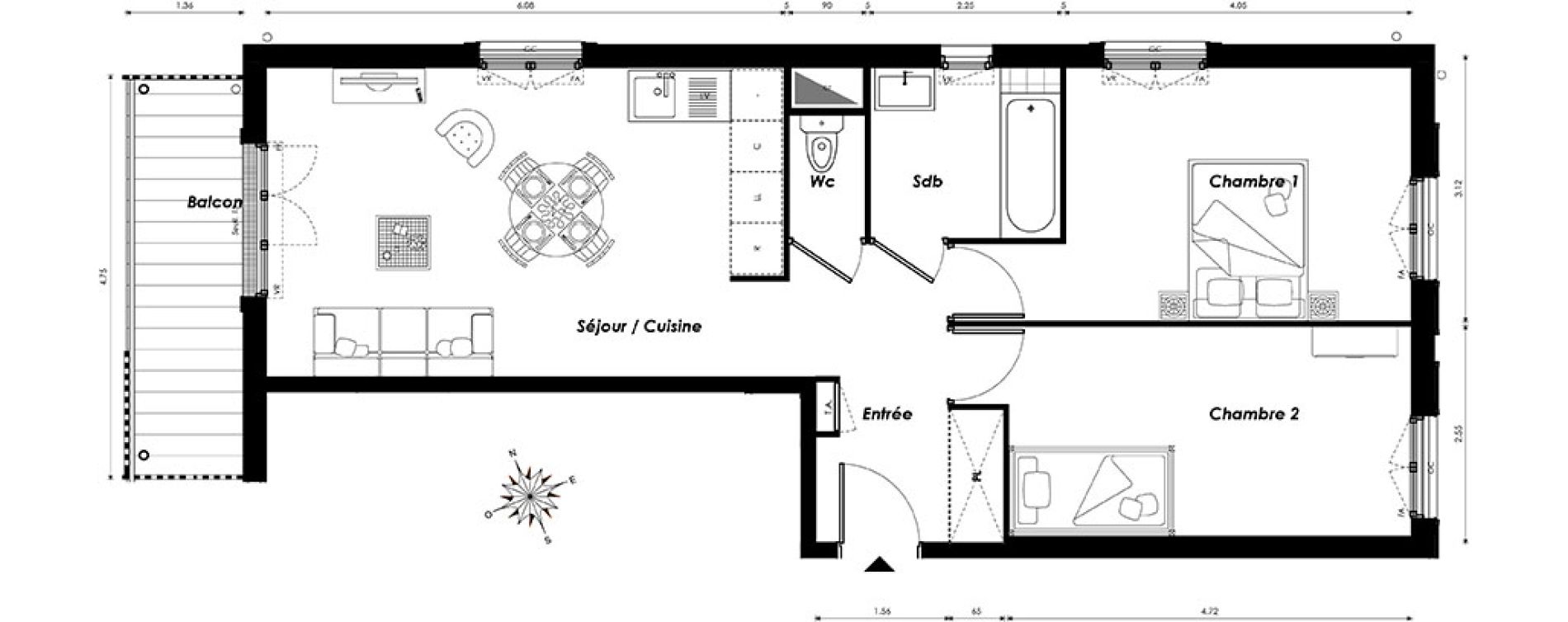 Appartement T3 de 60,29 m2 &agrave; Morangis Centre