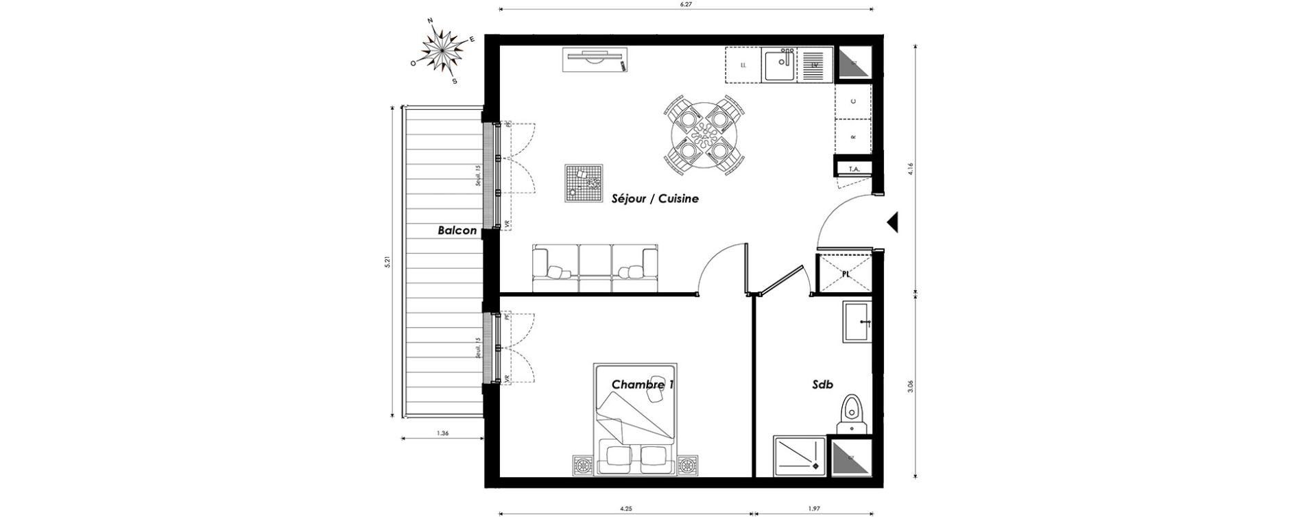 Appartement T2 de 43,86 m2 &agrave; Morangis Centre
