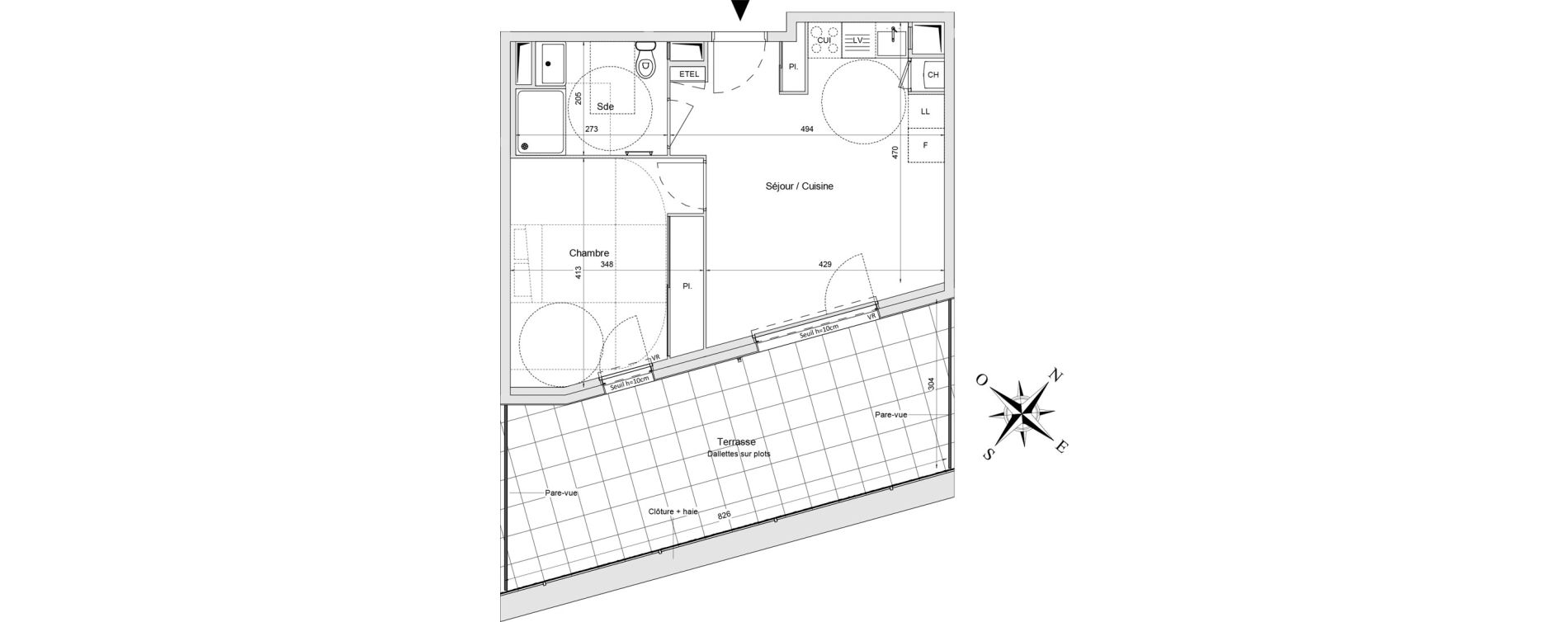 Appartement T2 de 41,30 m2 &agrave; Morangis Centre