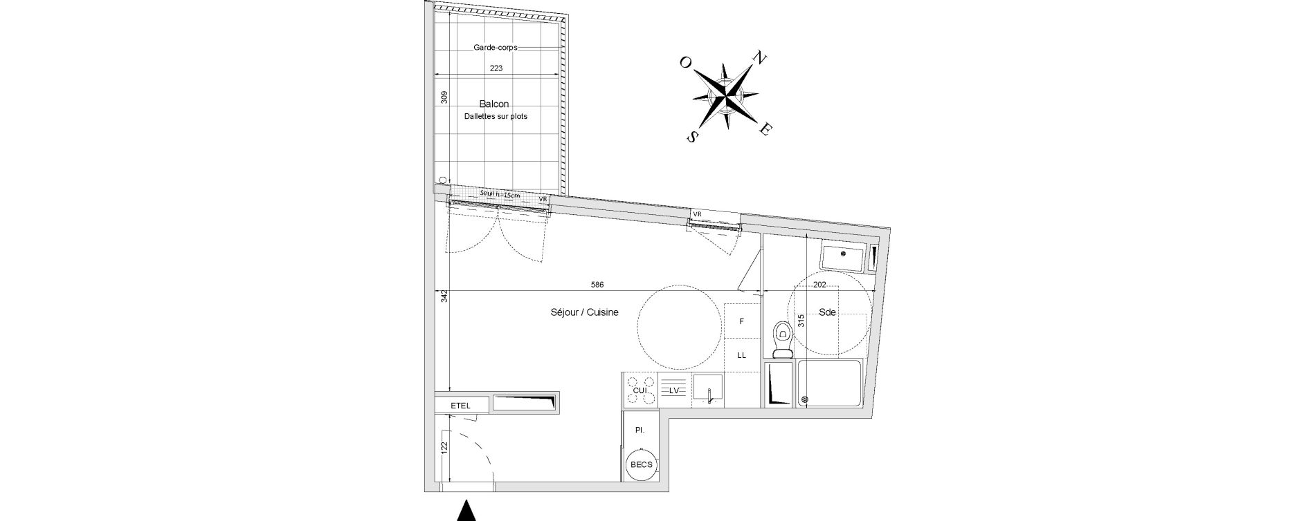 Appartement T1 de 30,11 m2 &agrave; Morangis Centre