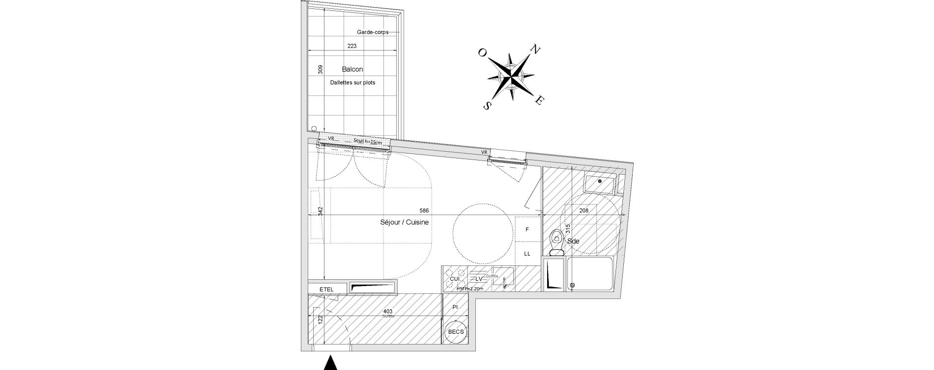 Appartement T1 de 30,11 m2 &agrave; Morangis Centre