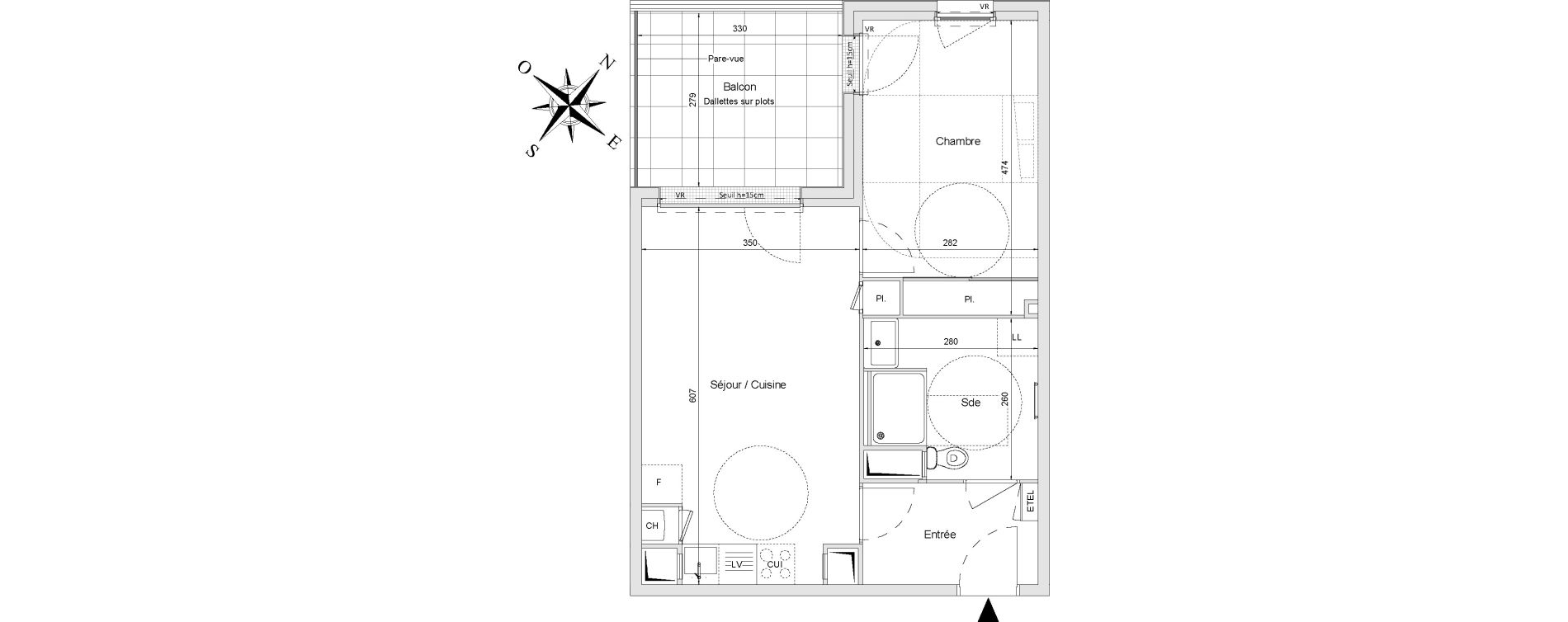Appartement T2 de 44,83 m2 &agrave; Morangis Centre