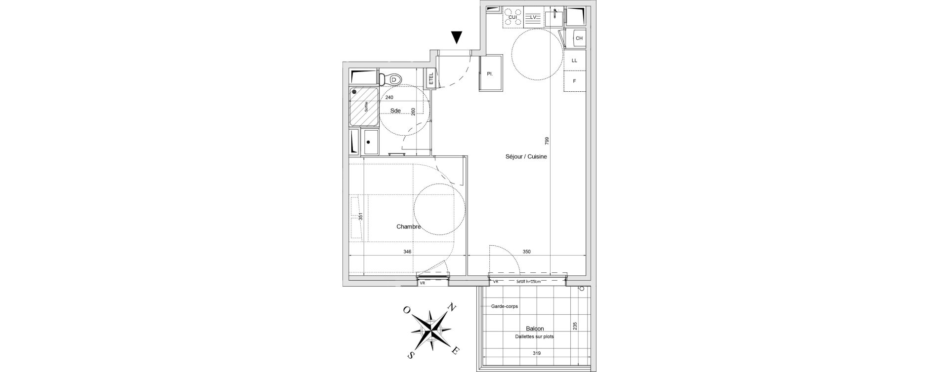 Appartement T2 de 47,08 m2 &agrave; Morangis Centre