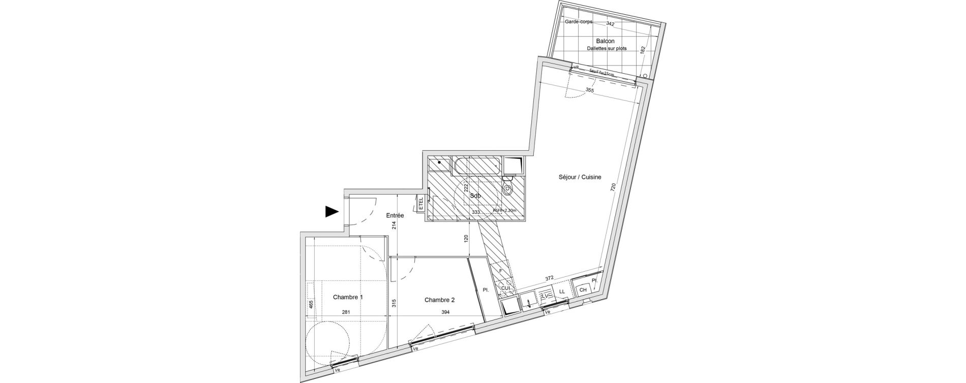 Appartement T3 de 63,28 m2 &agrave; Morangis Centre