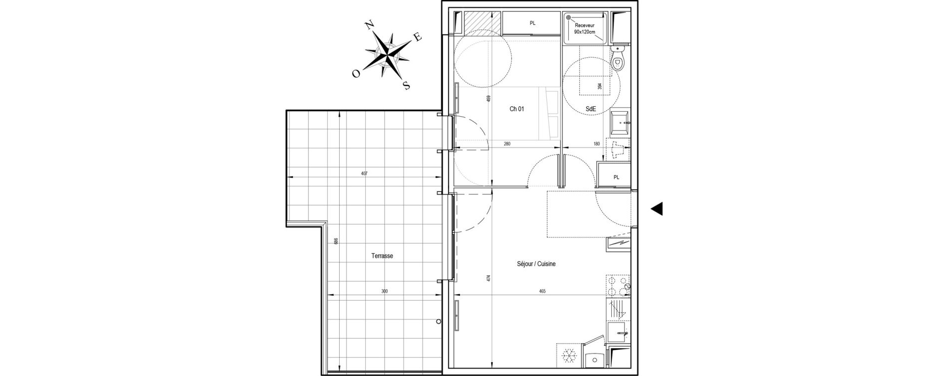 Appartement T1 de 26,92 m2 &agrave; Ormoy Centre