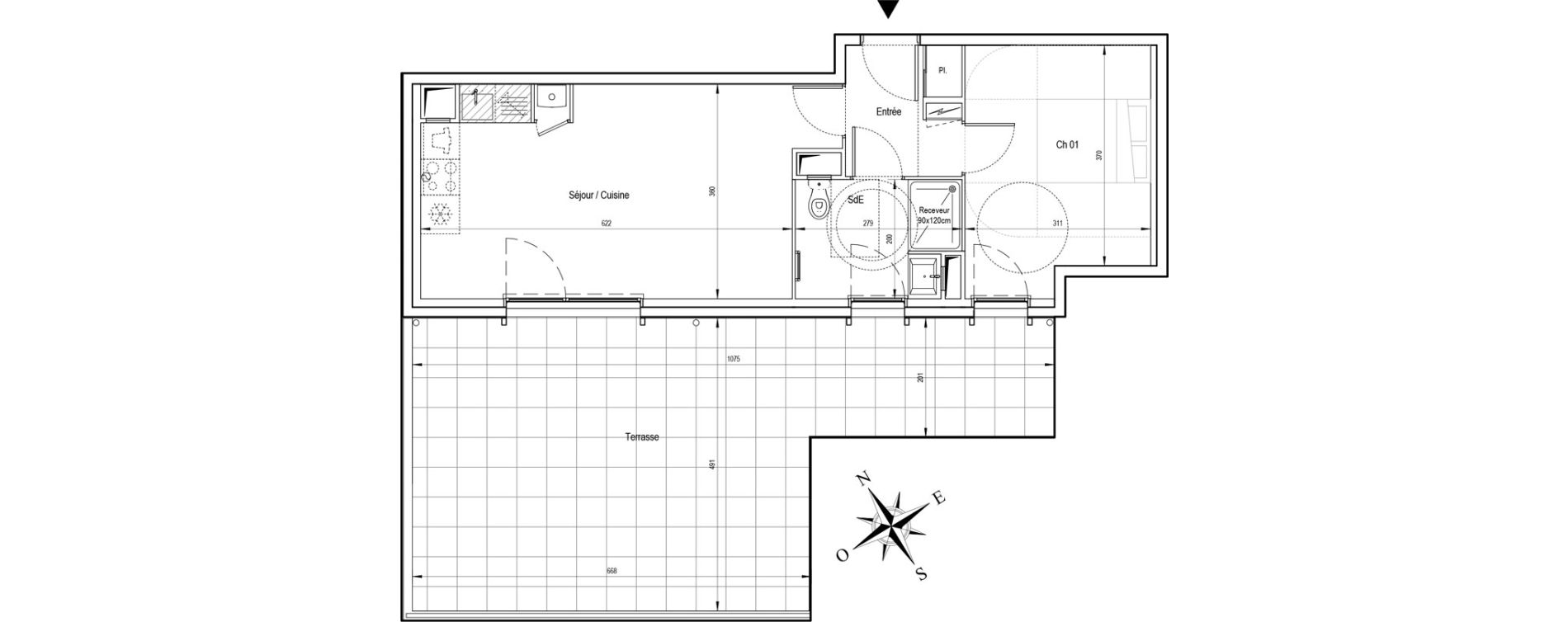 Appartement T2 de 44,62 m2 &agrave; Ormoy Centre