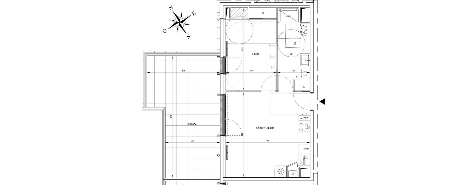 Appartement T2 de 40,85 m2 &agrave; Ormoy Centre