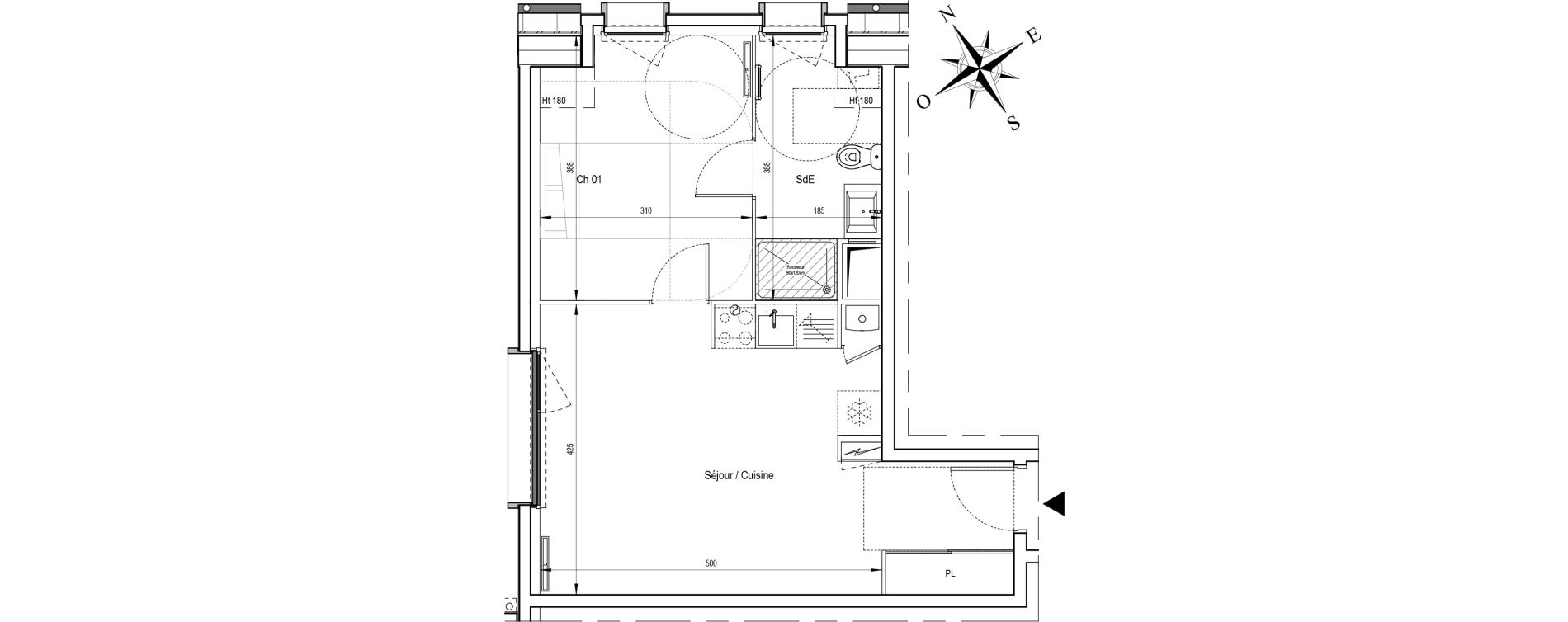 Appartement T2 de 41,88 m2 &agrave; Ormoy Centre