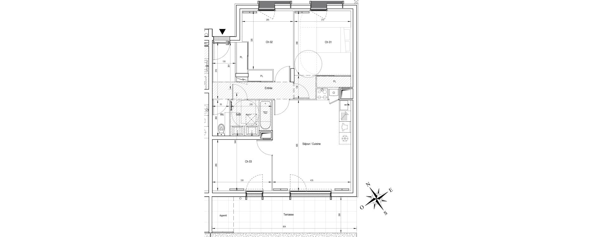 Appartement T4 de 70,84 m2 &agrave; Ormoy Centre
