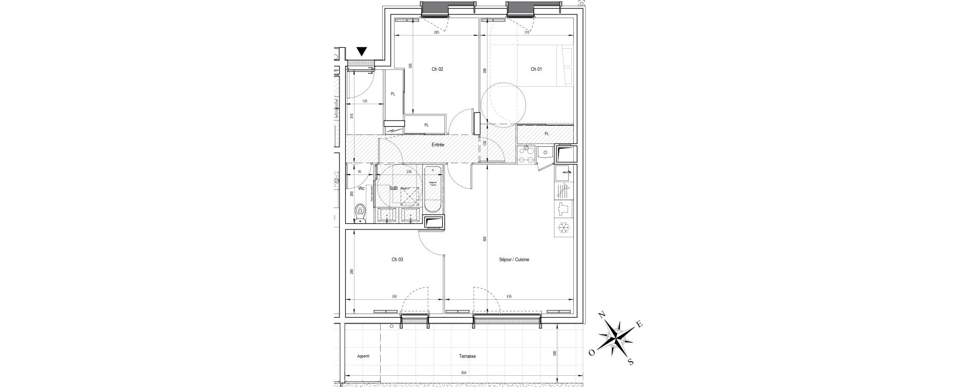 Appartement T4 de 70,85 m2 &agrave; Ormoy Centre