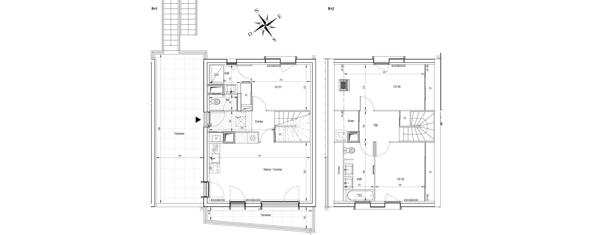 Duplex T4 de 82,07 m2 &agrave; Ormoy Centre