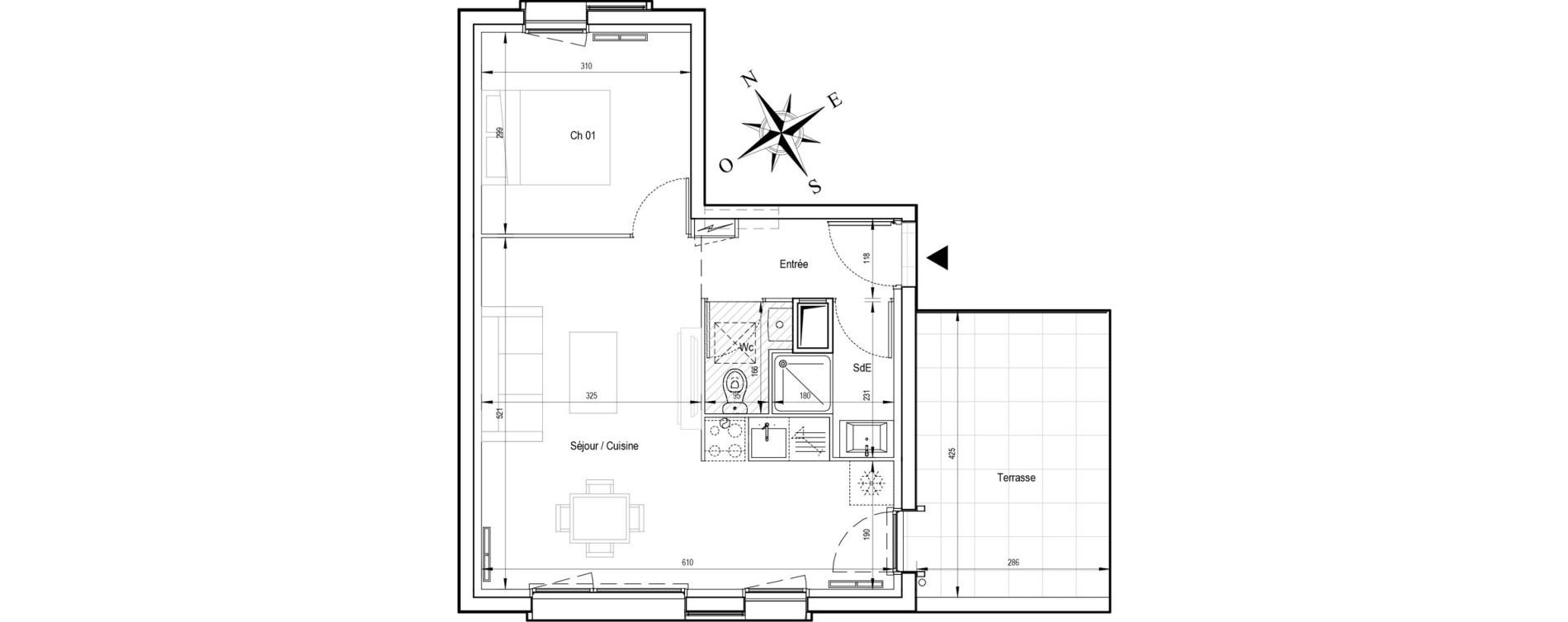 Appartement T2 de 40,91 m2 &agrave; Ormoy Centre