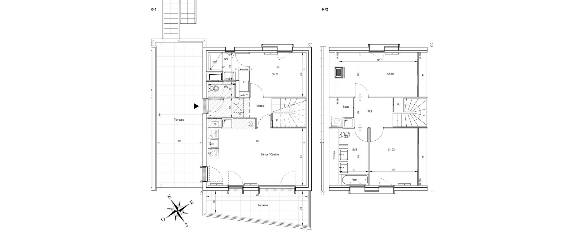 Duplex T4 de 82,06 m2 &agrave; Ormoy Centre