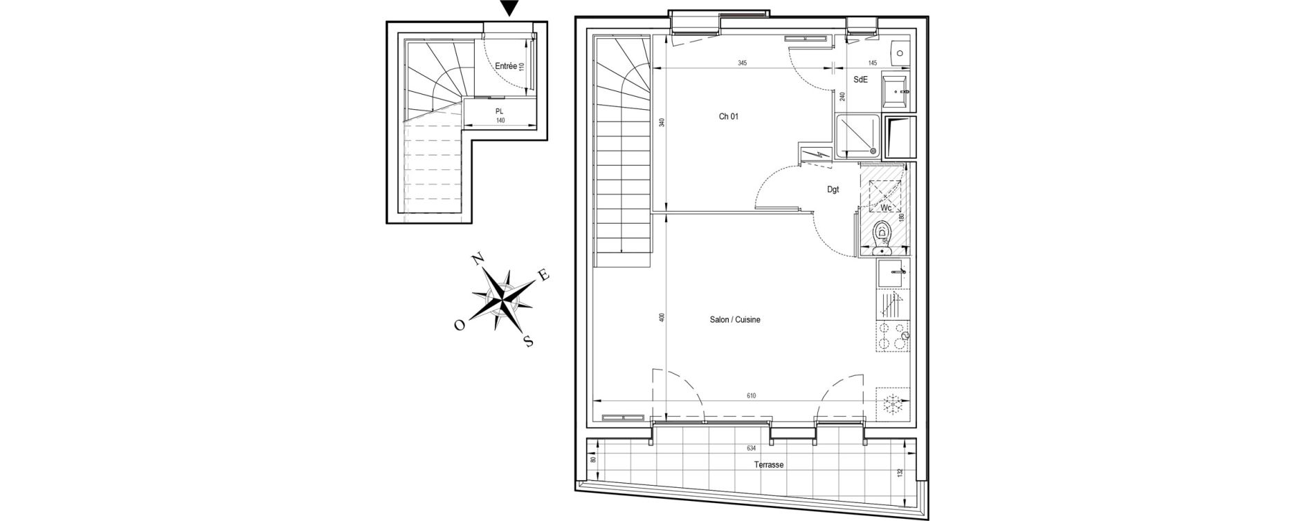 Appartement T2 de 41,70 m2 &agrave; Ormoy Centre