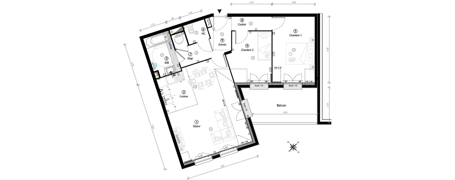 Appartement T3 de 66,35 m2 à Ormoy Centre