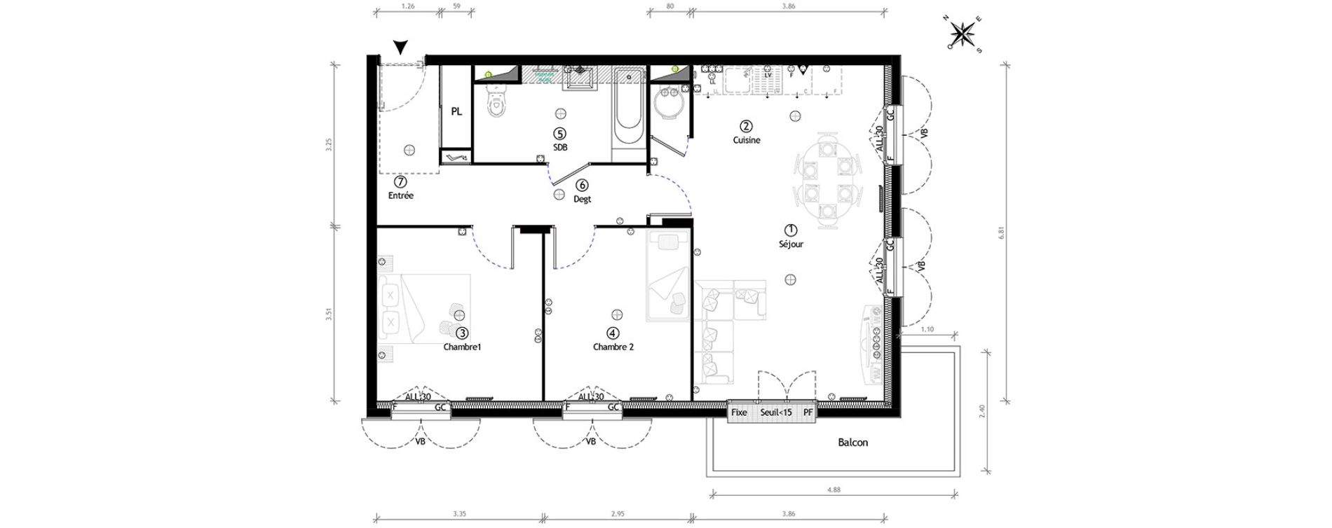 Appartement T3 de 67,65 m2 &agrave; Ormoy Centre