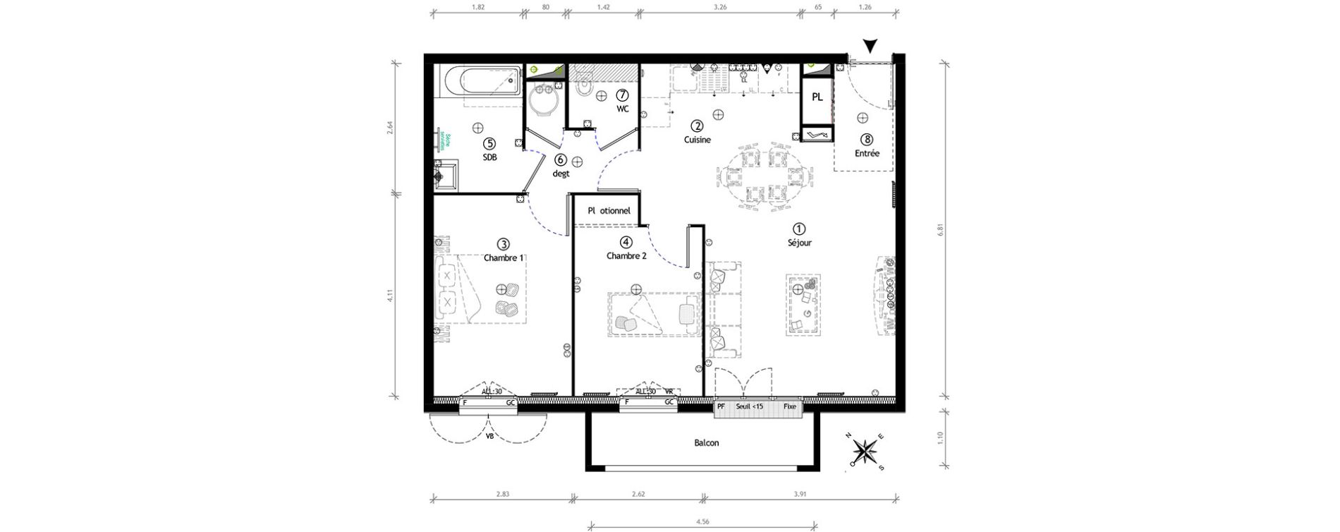 Appartement T3 de 62,35 m2 &agrave; Ormoy Centre