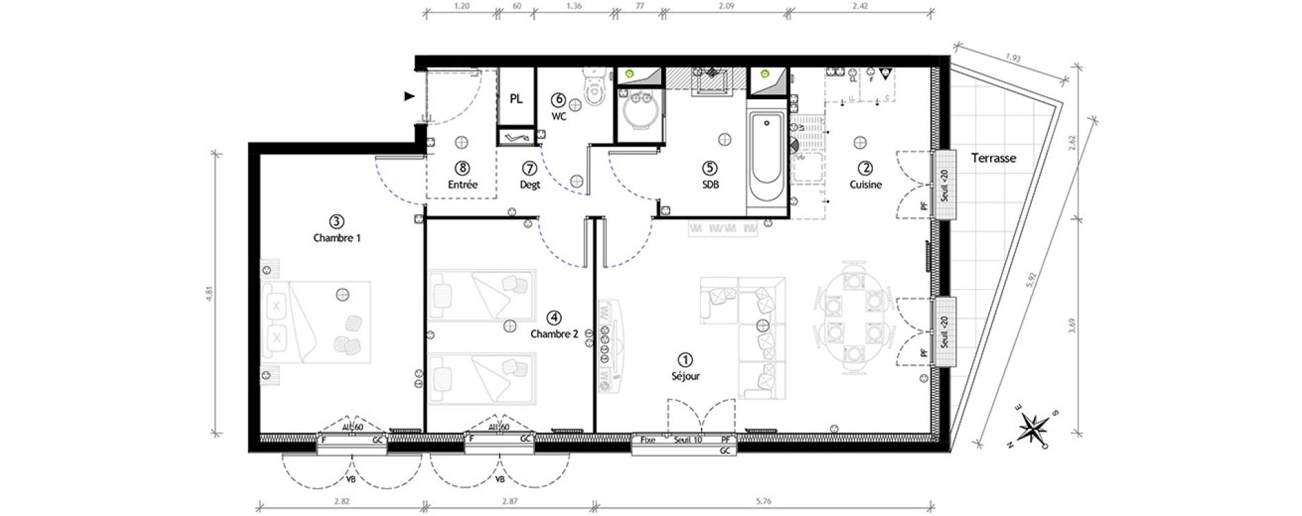 Appartement T3 de 65,65 m2 &agrave; Ormoy Centre