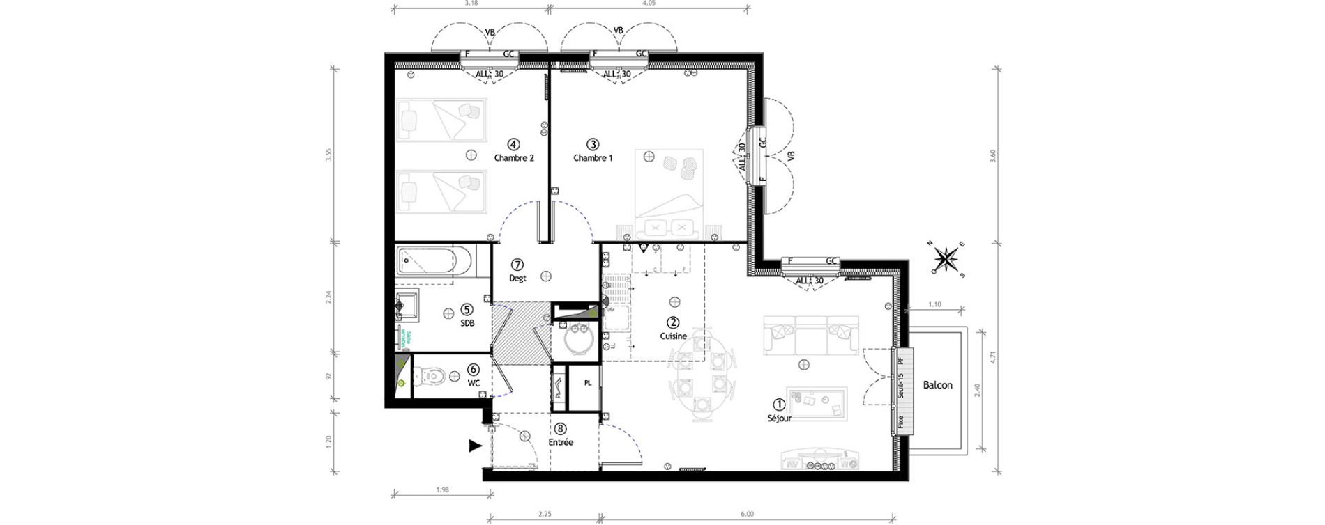 Appartement T3 de 67,45 m2 &agrave; Ormoy Centre
