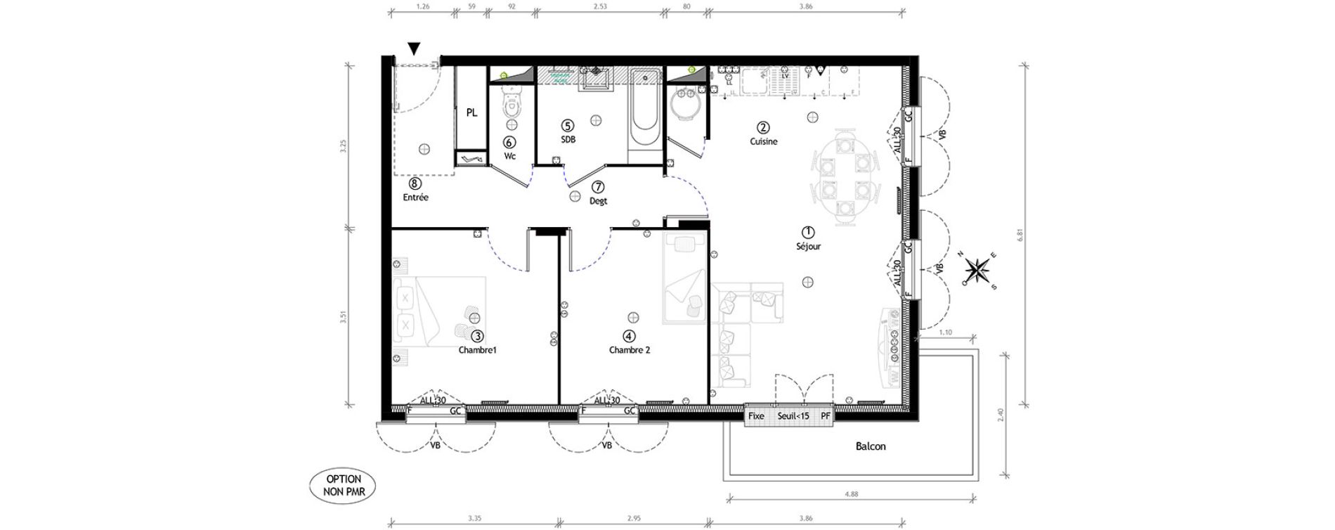 Appartement T3 de 67,65 m2 &agrave; Ormoy Centre