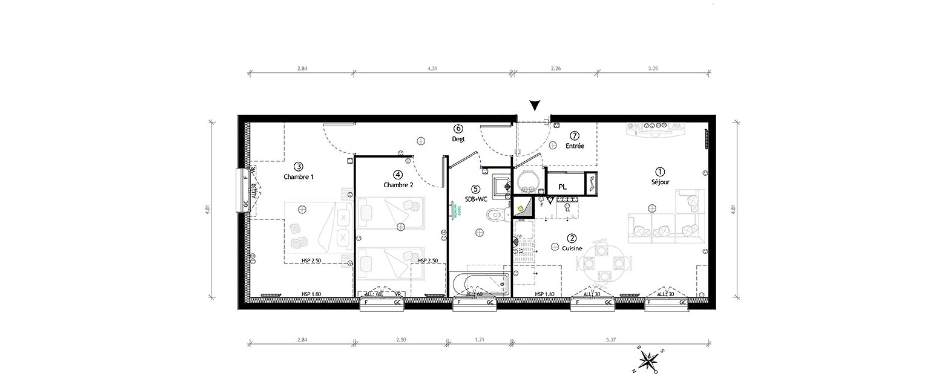 Appartement T3 de 57,70 m2 &agrave; Ormoy Centre