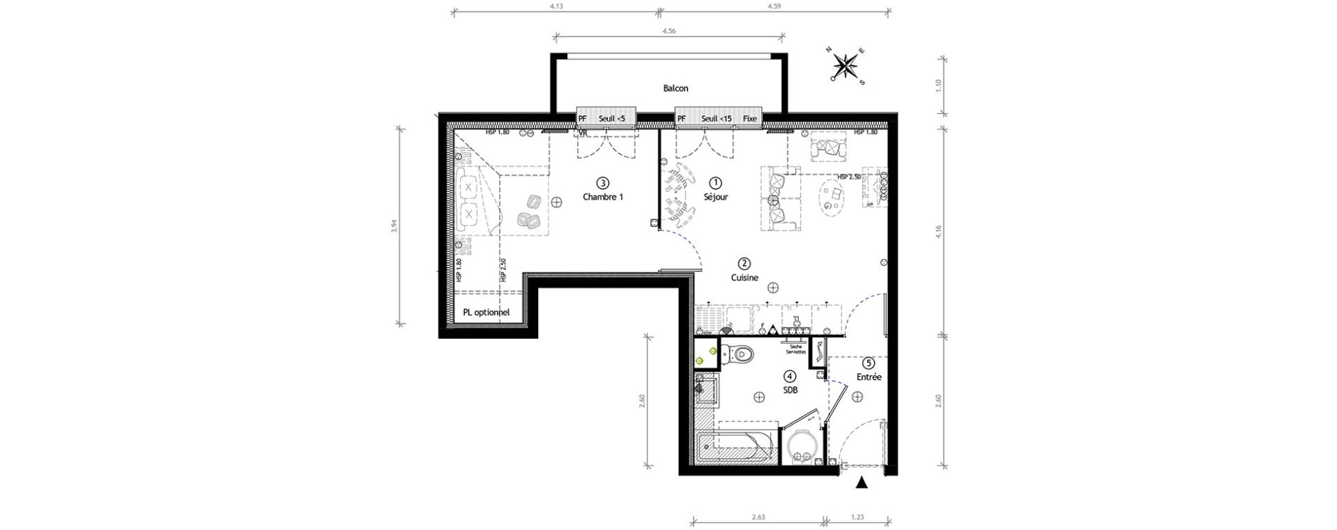 Appartement T2 de 41,05 m2 à Ormoy Centre