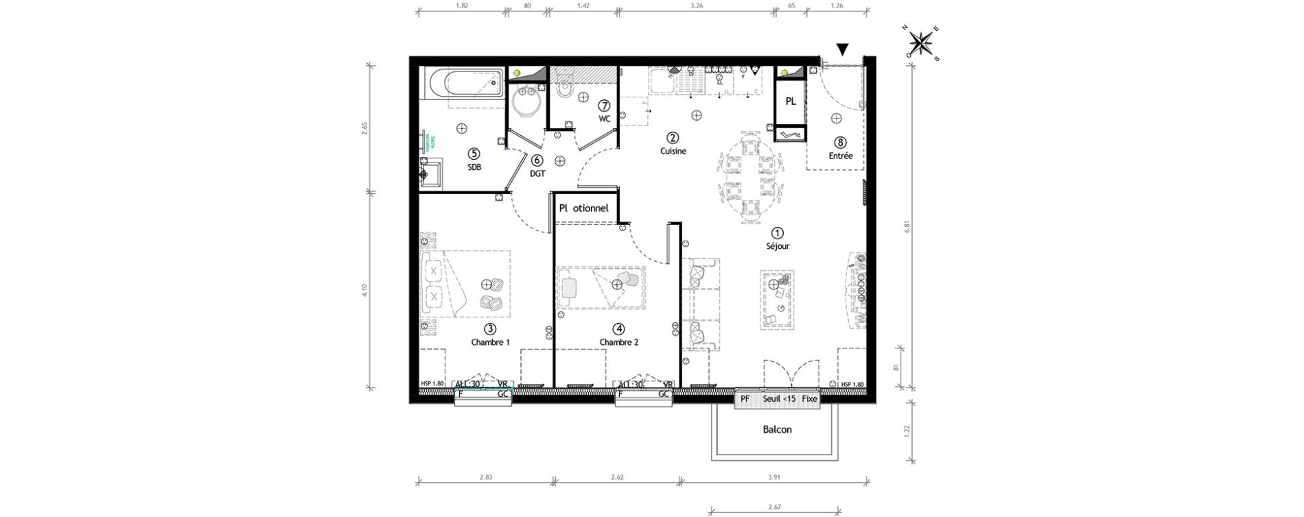 Appartement T3 de 62,45 m2 &agrave; Ormoy Centre