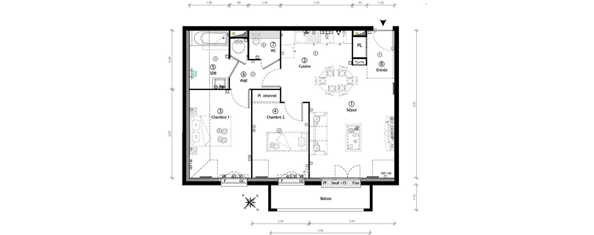 Appartement T3 de 62,30 m2 &agrave; Ormoy Centre