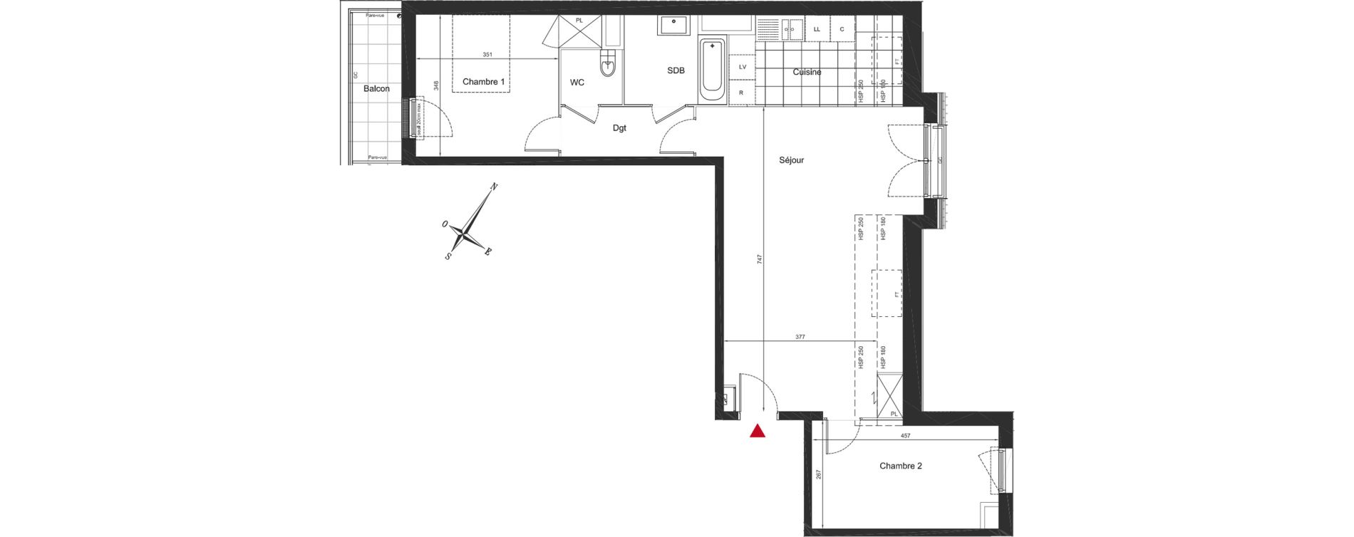 Appartement T3 de 75,69 m2 &agrave; Orsay Le guichet