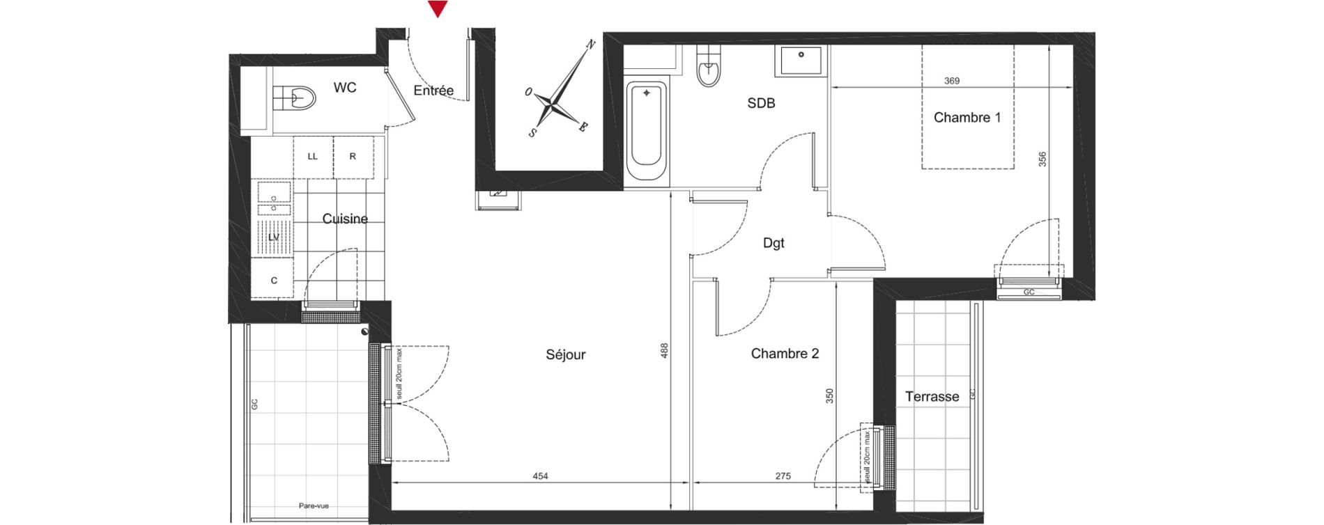 Appartement T3 de 63,80 m2 &agrave; Orsay Le guichet