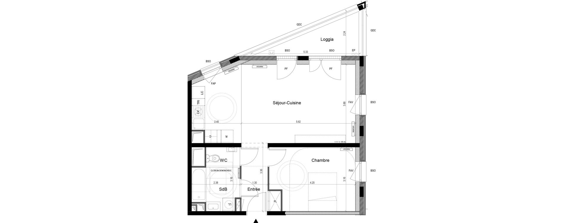 Appartement T2 de 53,80 m2 &agrave; Palaiseau Le central